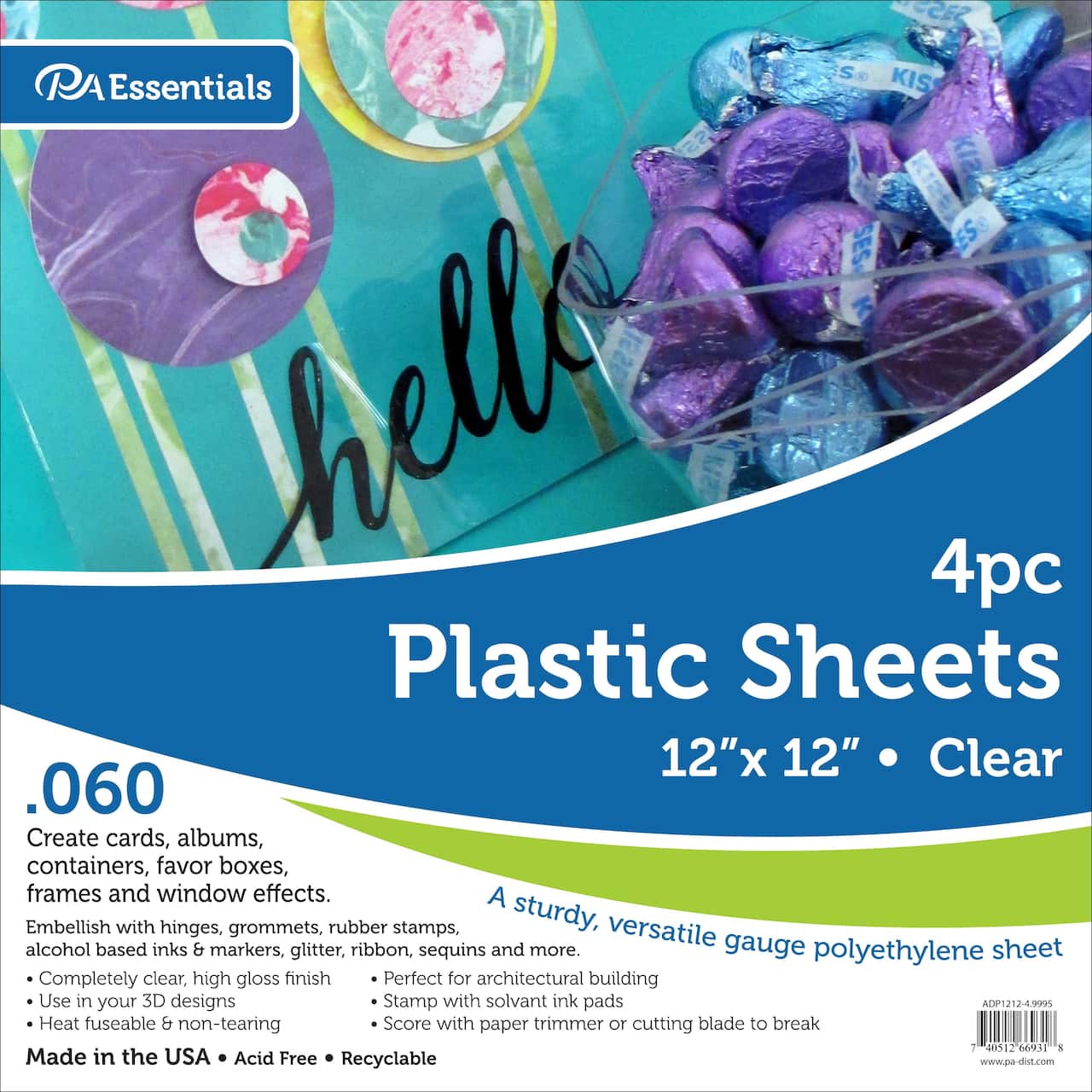 PA Paper&#x2122; Accents Clear 12&#x22; x 12&#x22; .060&#x22; Plastic Sheet, 4 Sheets